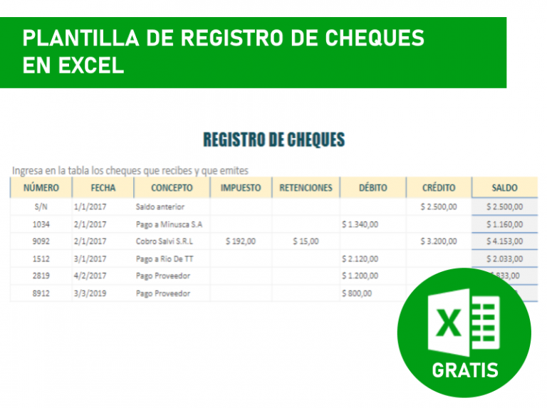 Plantilla De Registro De Cheques En Excel Gratis